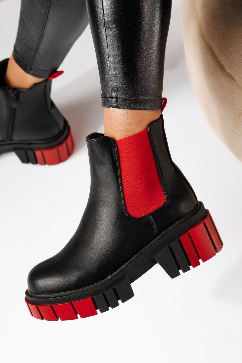 Ghete Dama  îmblanite Olly Negru/Rosu #8855M