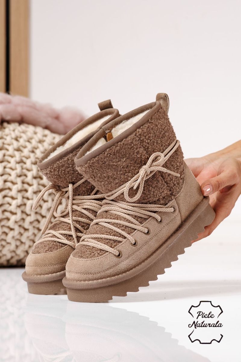 Ghete fete îmblanite roz din piele naturala intoarsa Raluca #22991