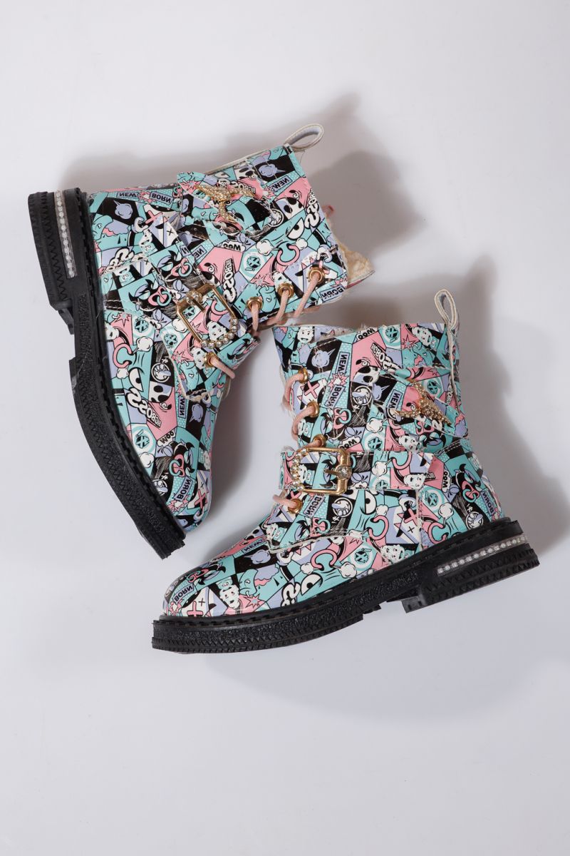 Ghete fete imblanite roz din piele ecologica Eliza #23131