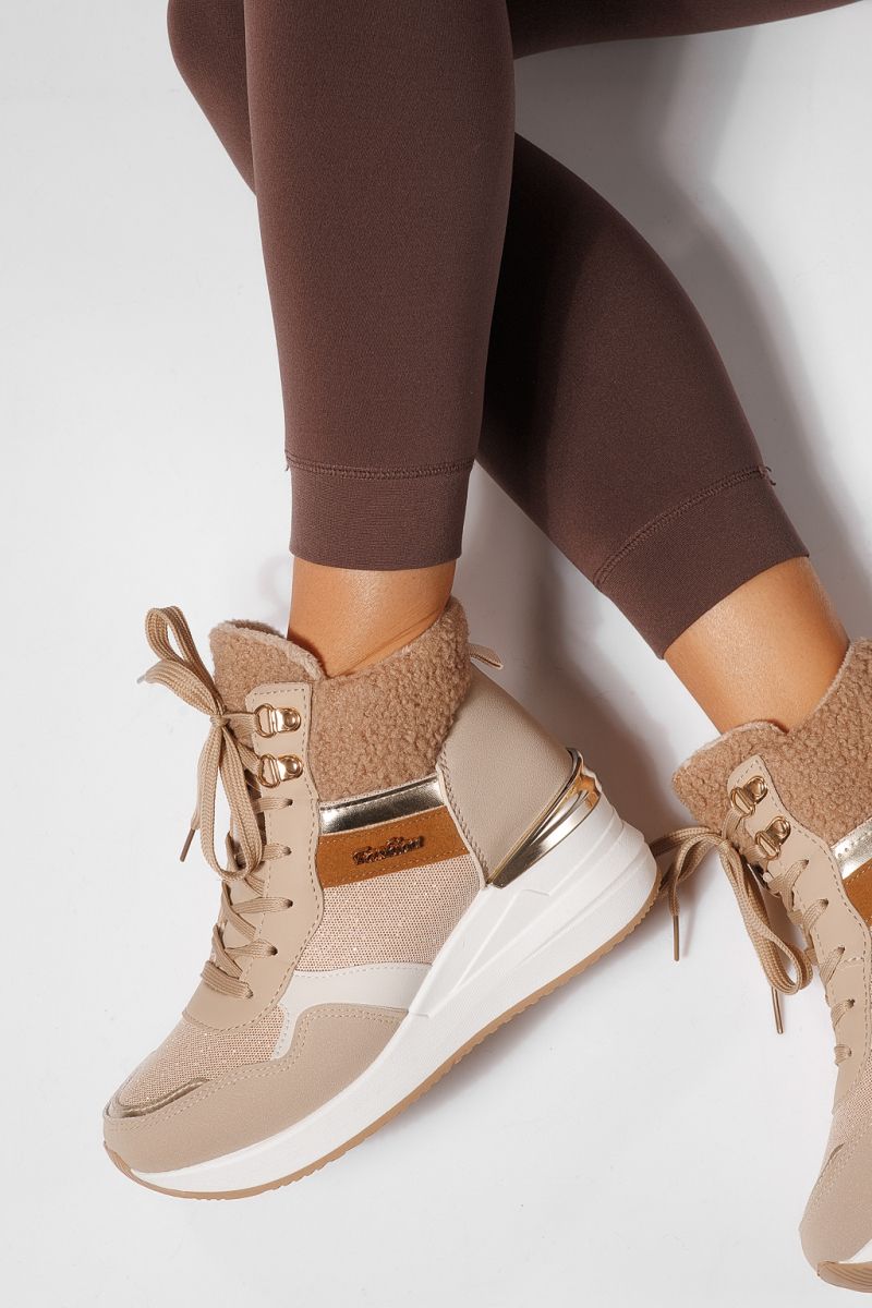 Ghete dama captusite khaki din piele ecologica intoarsa Ariana #23059