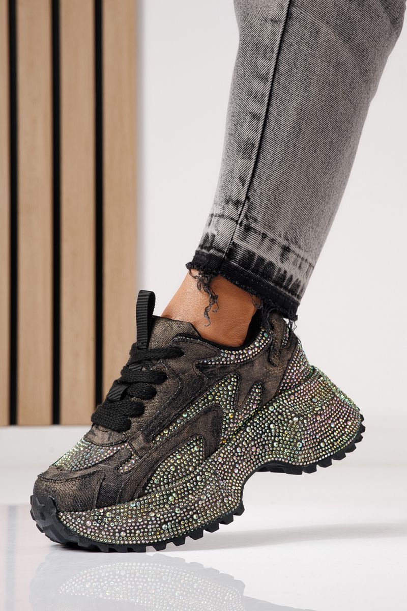 Adidasi dama negri din material textil Evelin #24087