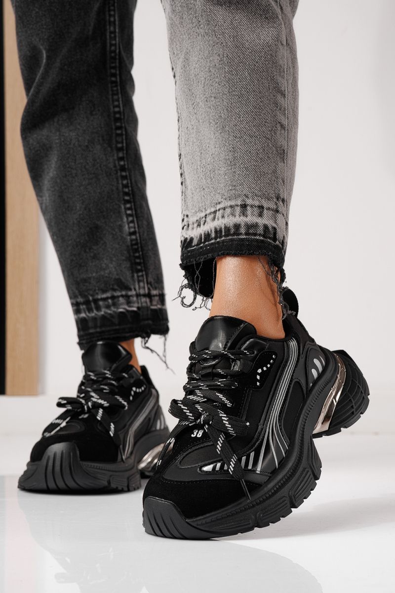 Adidasi dama negri din piele ecologica Denisa #24073