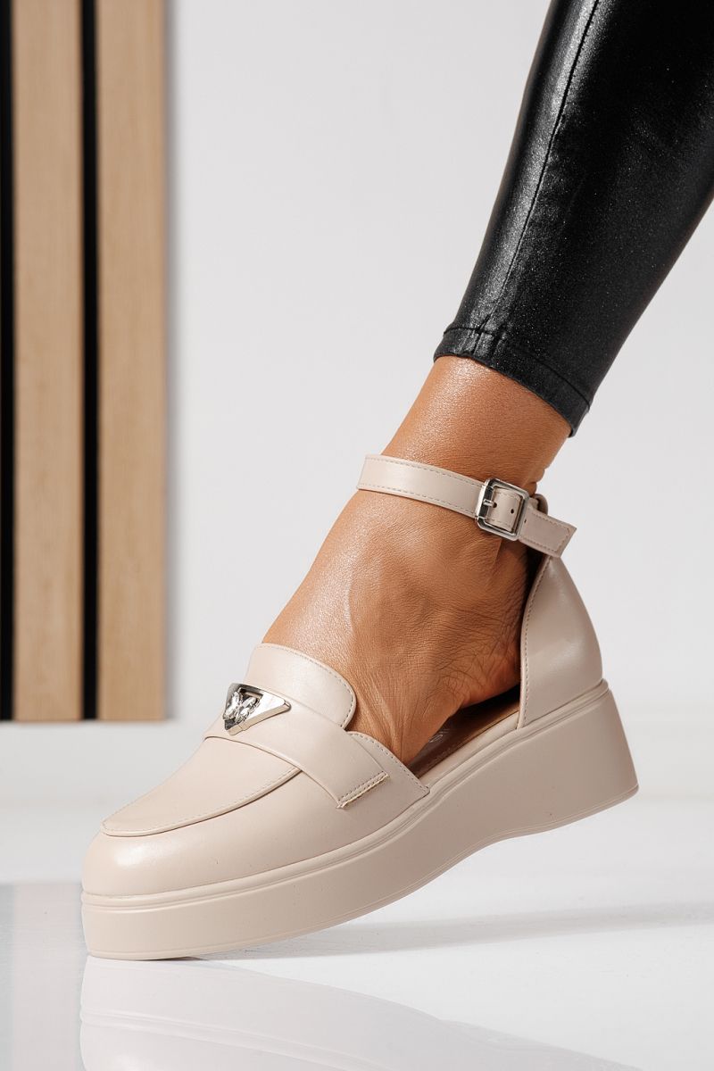 Pantofi casual dama bej din piele ecologica Evelina #24096