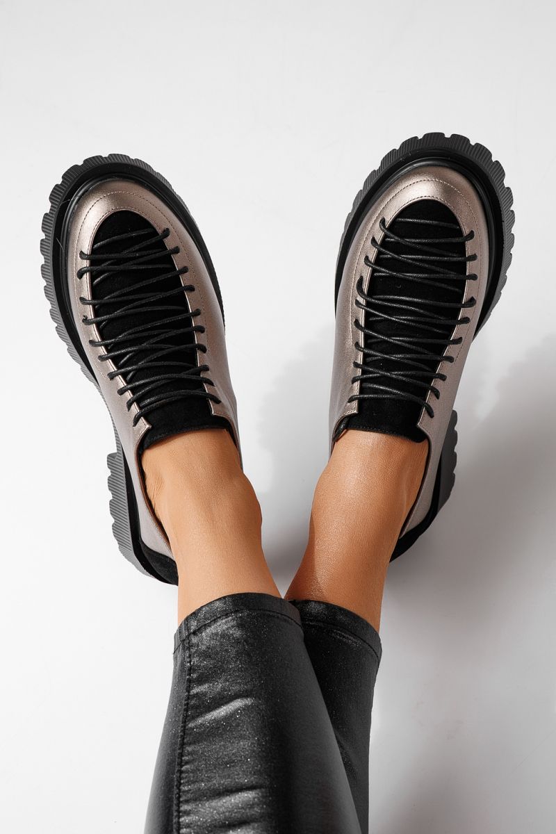 Pantofi casual dama gri din piele ecologica Florentina2 #24099