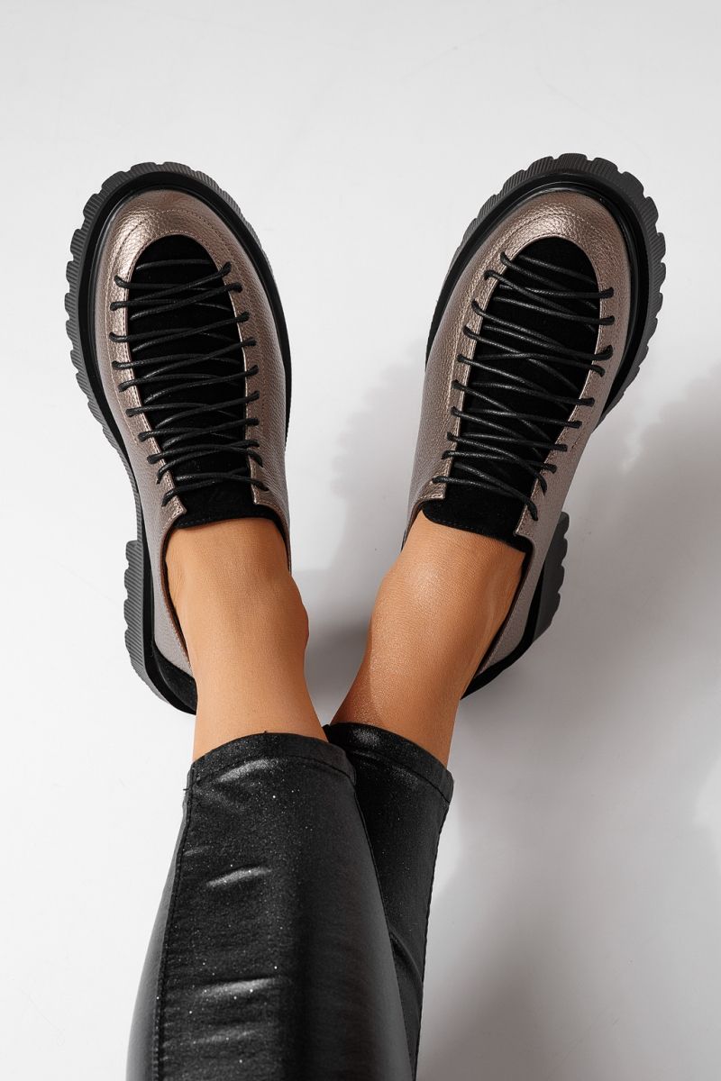 Pantofi casual dama gri din piele ecologica Florentina #24101