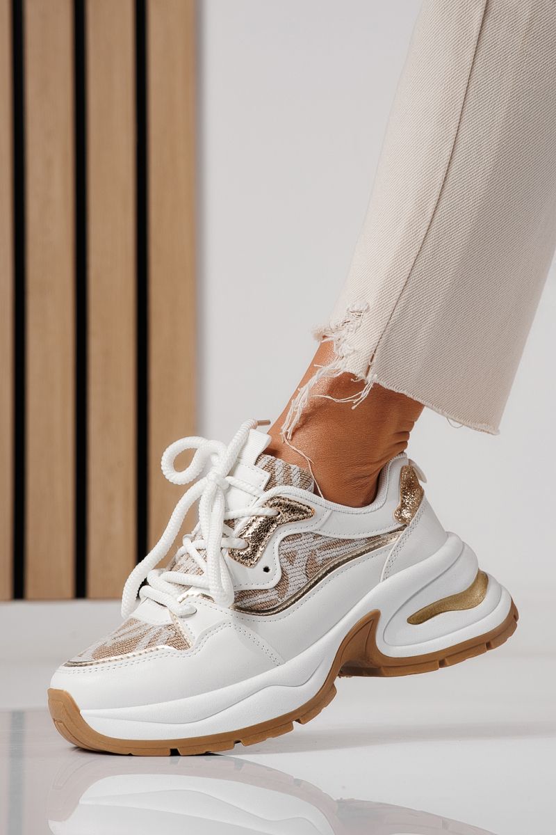 Adidasi dama albi din piele ecologica Karla #24138