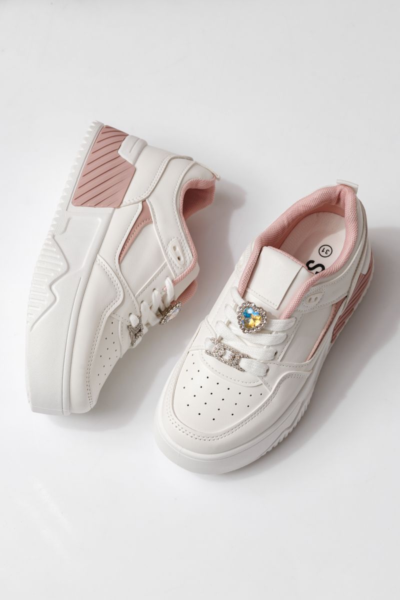 Adidasi copii roz din piele ecologica Ariana #24015