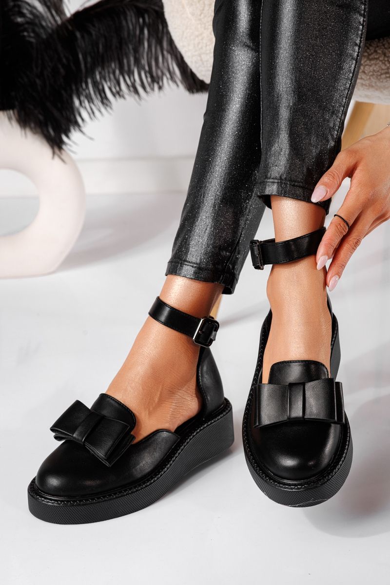 Pantofi casual dama negri din piele ecologica Willy #24212