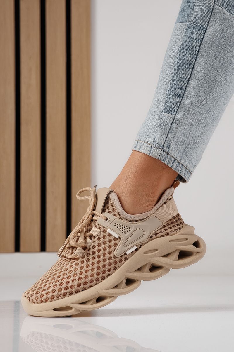 Adidasi dama khaki din material textil Florentina #24311