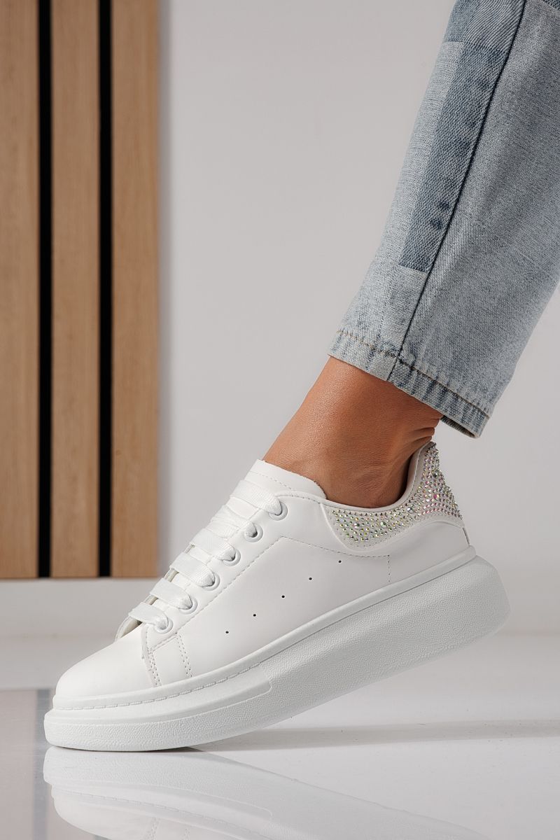 Adidasi dama albi din piele ecologica Raya #24234