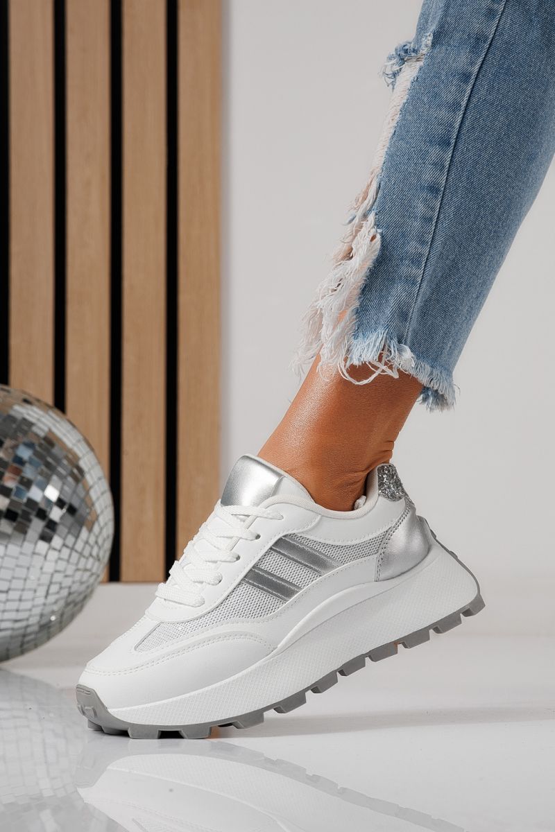 Adidasi dama argintii din piele ecologica Mia #24318