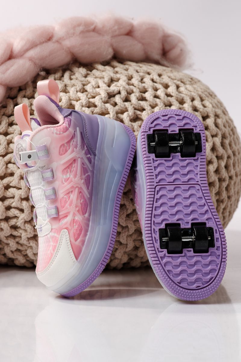 Adidasi cu role mov din material textil Helys #24408