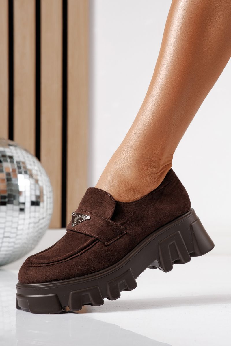 Pantofi casual dama maro din piele ecologica intoarsa Oriana #24484