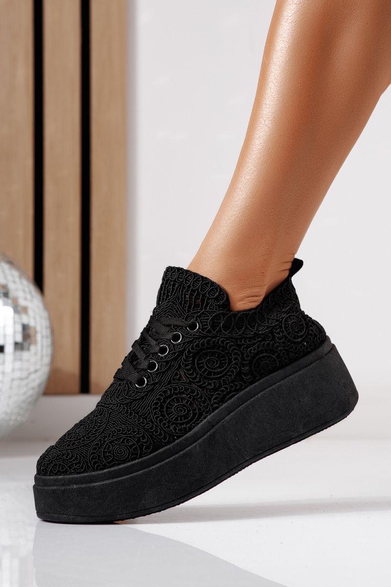 Adidasi dama negri din material textil Loretta #24492