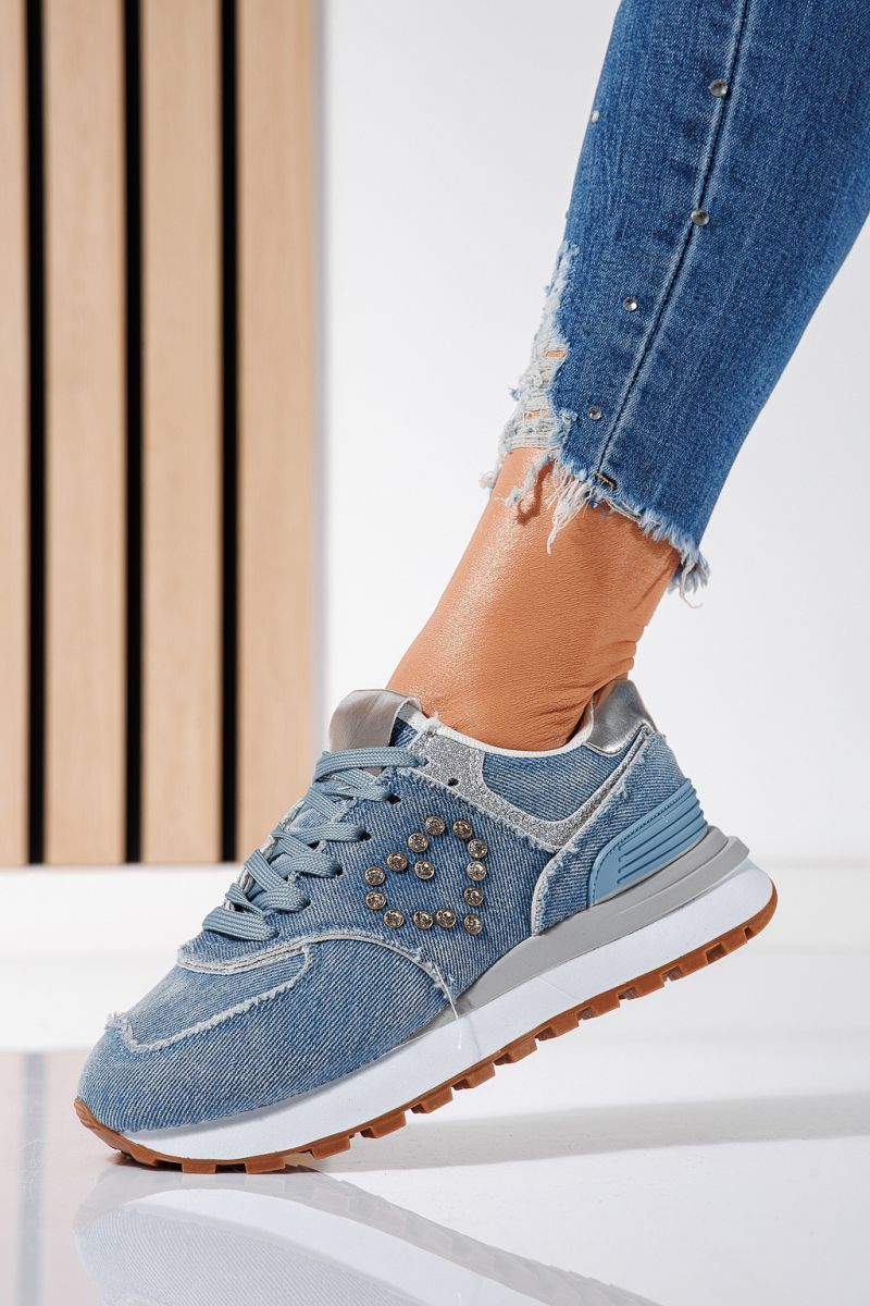 Adidasi dama albastri din material textil Elsa #24496