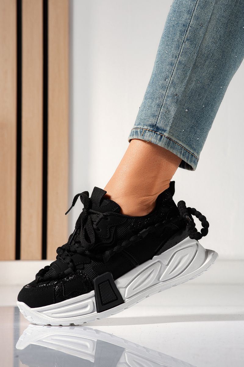 Adidasi dama negri din piele ecologica Maddy #24530