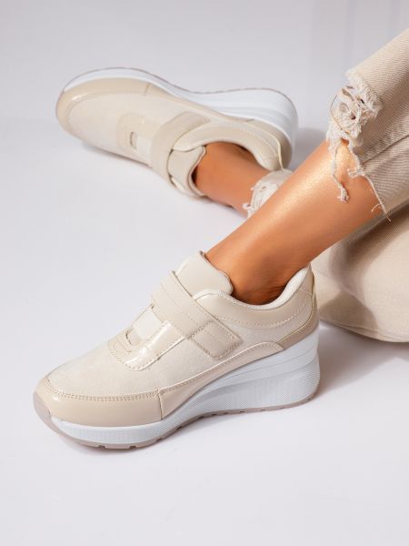 Adidasi dama cu platforma bej din piele ecologica Anais #24536
