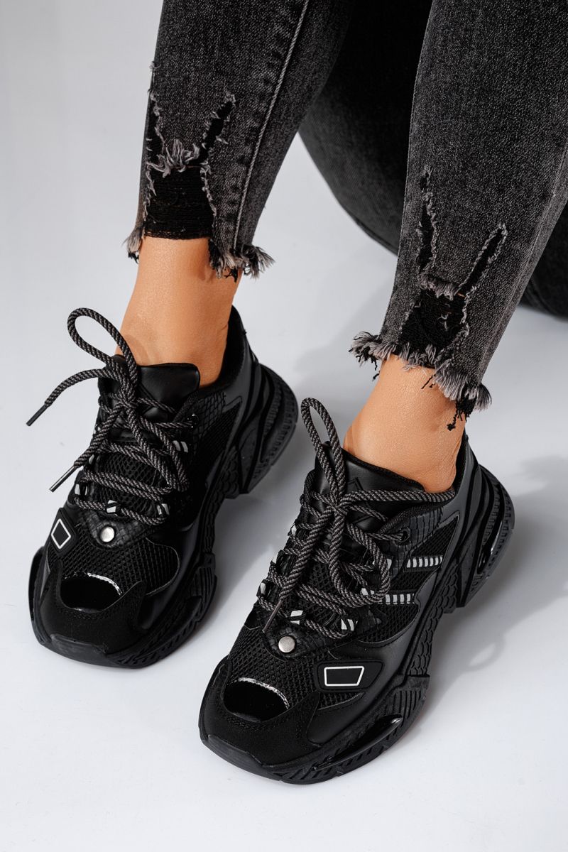 Adidasi dama negri din piele ecologica Devi #24545