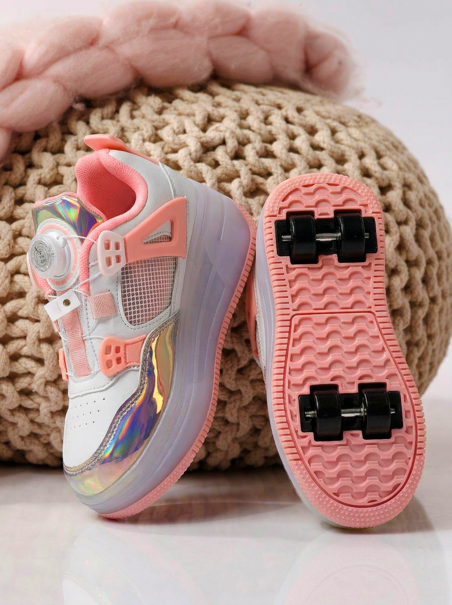 Adidasi cu role roz din piele ecologica Helys2 #24572