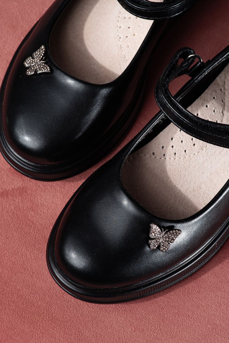 Pantofi fete negri din piele ecologica Sara #24645