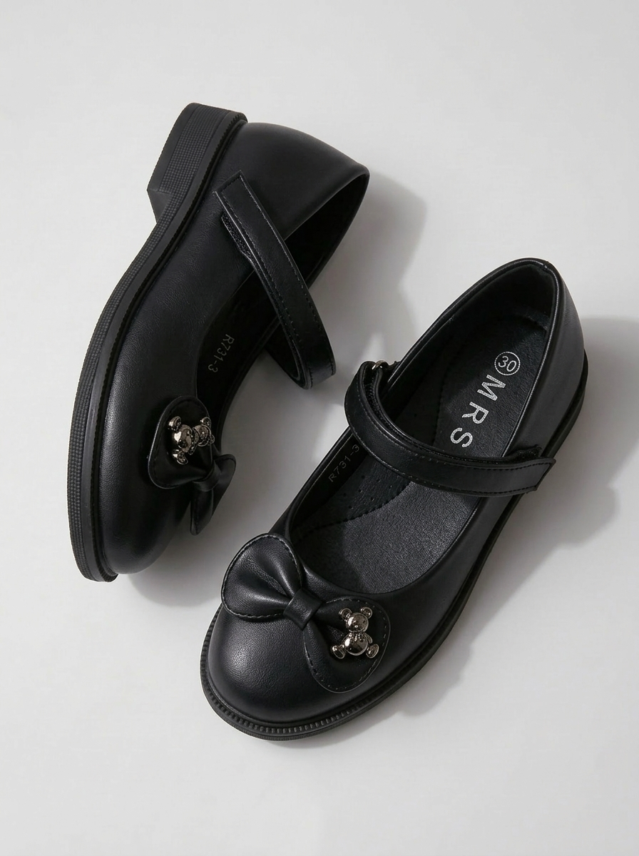 Pantofi fete negri din piele ecologica Lorete2 #24626