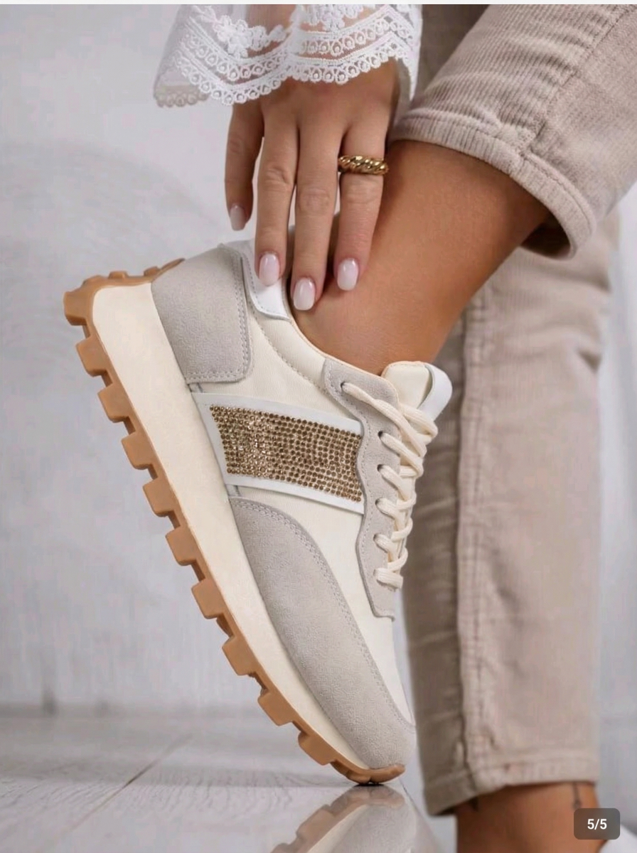 Adidasi dama bej din piele ecologica intoarsa Love #19177