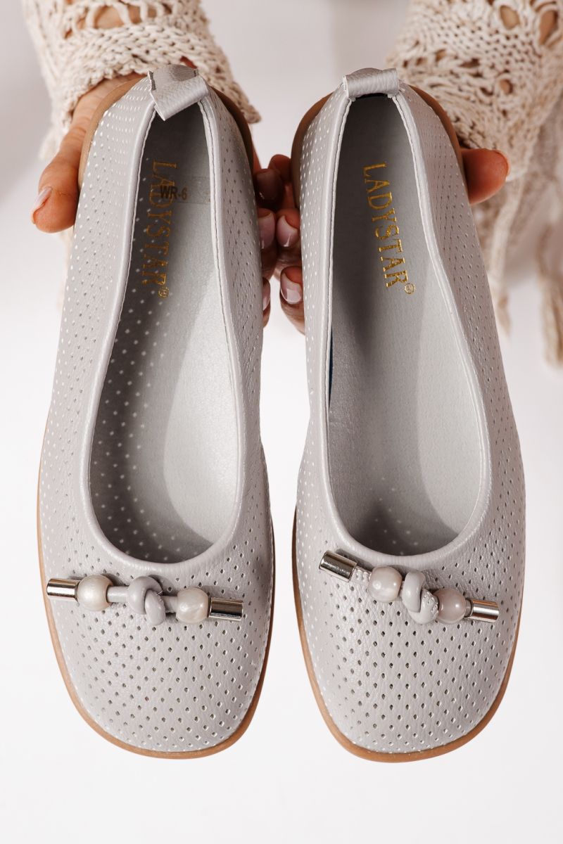 Balerini dama gri din piele ecologica Aeliana #24871