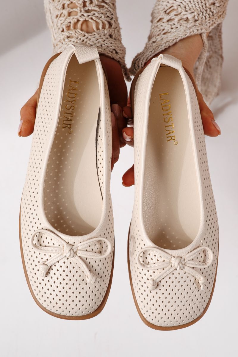 Balerini dama bej din piele ecologica Brielle #24886