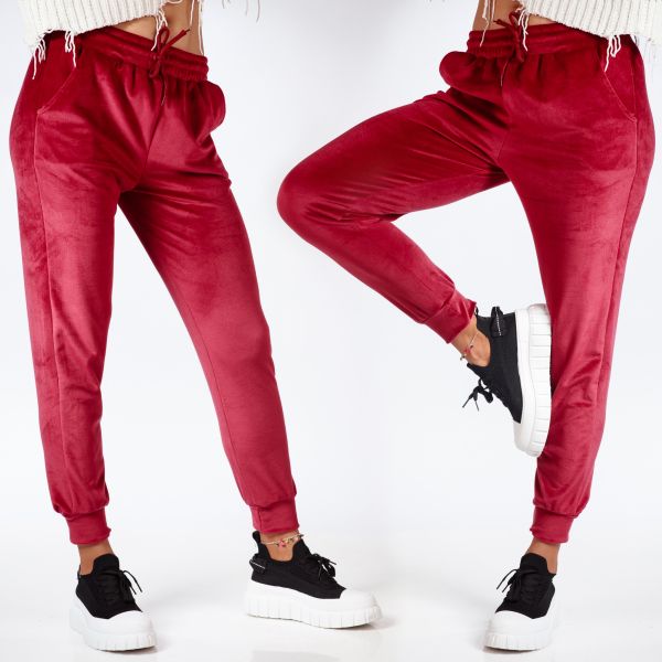 Pantaloni Sport din Catifea Natasha Bordo #A79