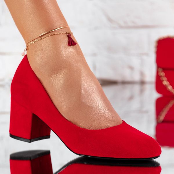 Pantofi Dama cu Toc Emotion Rosii #9629