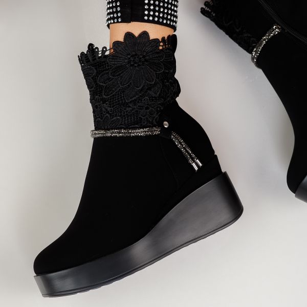 Botine Dama îmblanite Carla Negre #12521