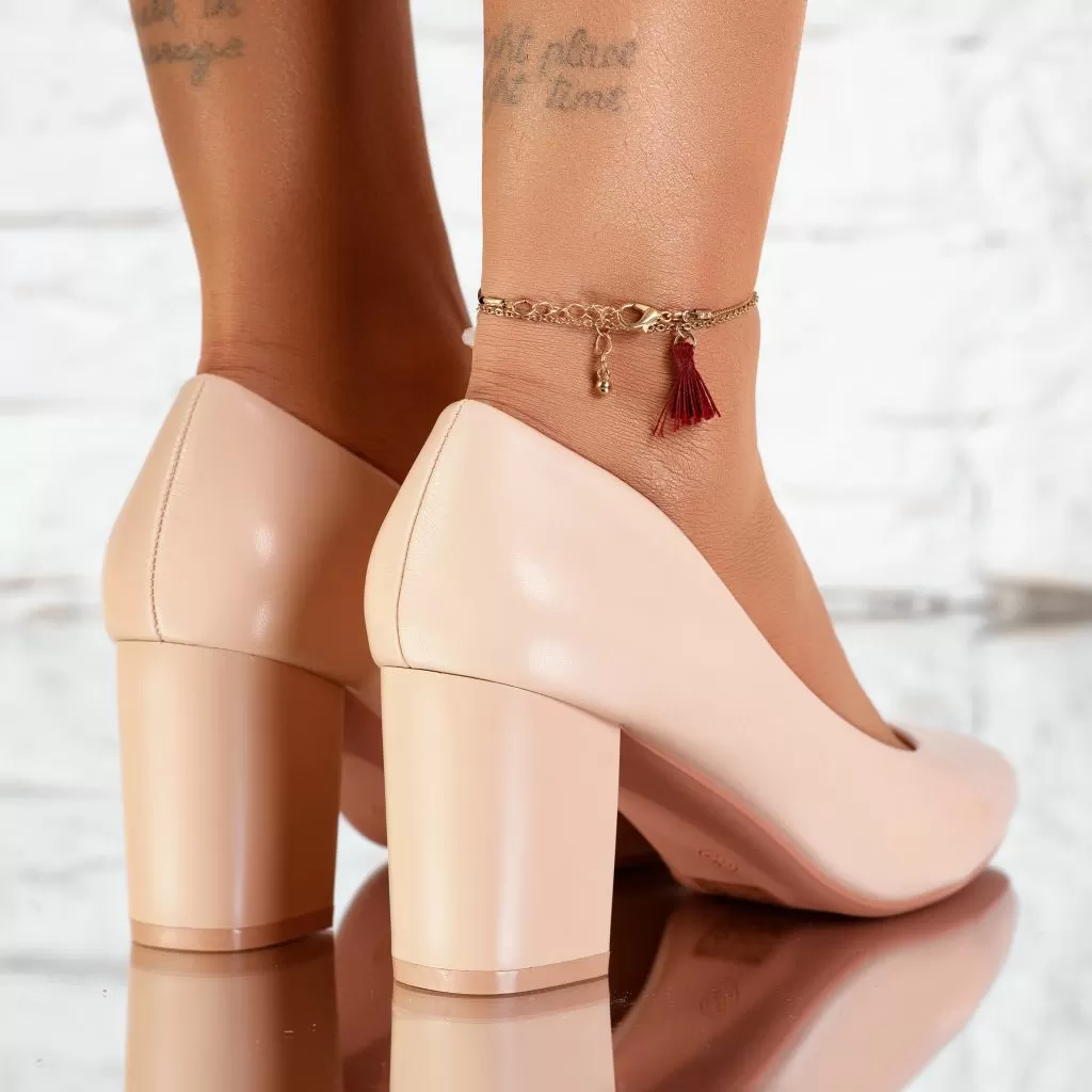 Pantofi Dama cu Toc Miller Bej #9636