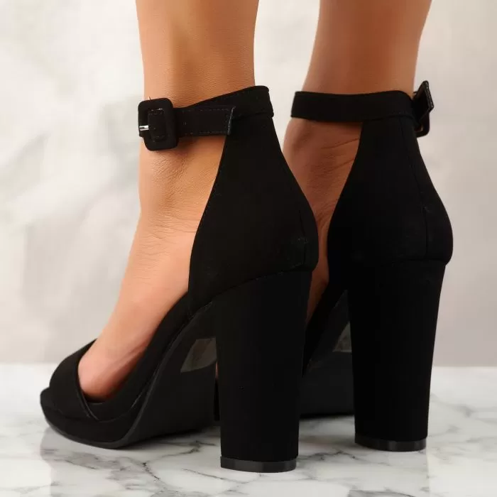 Sandale Dama cu Toc Angelina Negre #10083