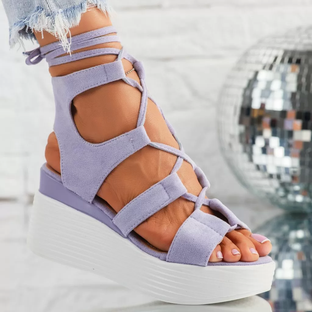 Sandale Dama cu Platforma Mov #10277