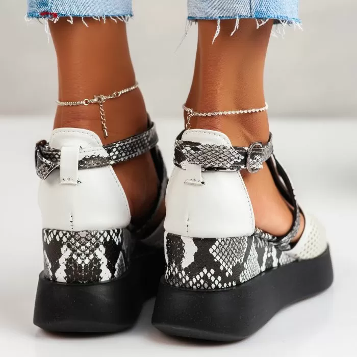 Sandale Dama cu Platforma Nicolle Albe #11783