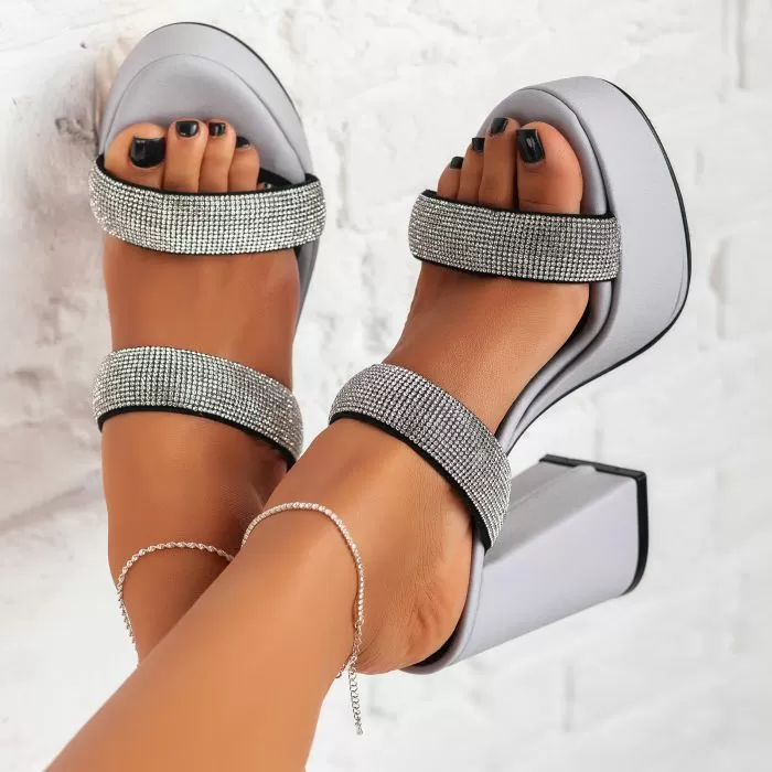 Sandale Dama cu Toc Serana Gri #11825