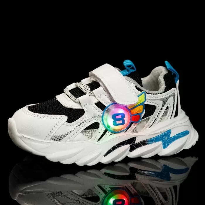 Adidasi Copii cu Luminite Harley Alb/Negri #12211