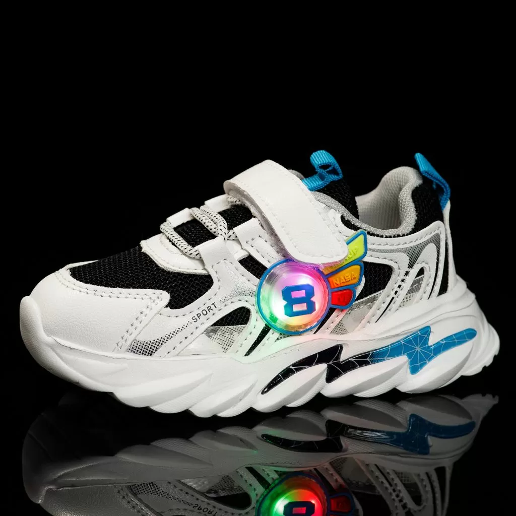 Adidasi Copii cu Luminite Harley Alb/Negri #12211