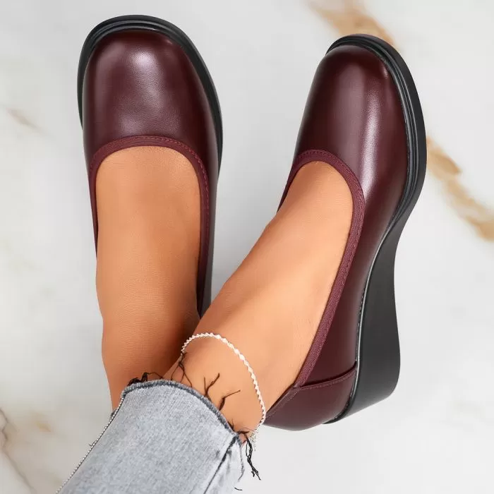 Pantofi Casual Dama cu Platforma Rhodos Bordo #12337
