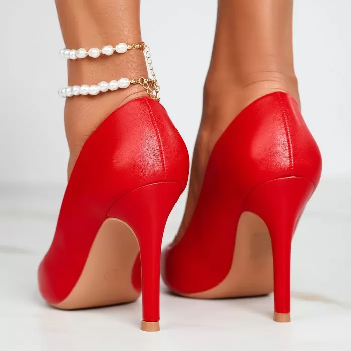 Pantofi Dama cu Toc Suzy Rosii #12376