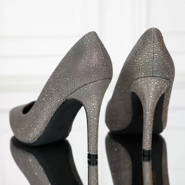 Pantofi Dama cu Toc Zoe Gri #12384