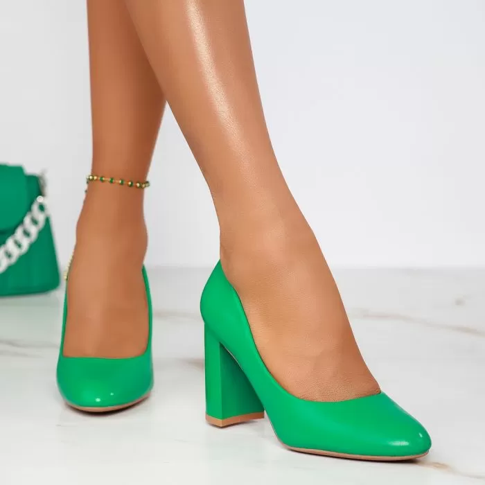 Pantofi Dama cu Toc Vicky Verzi #12401