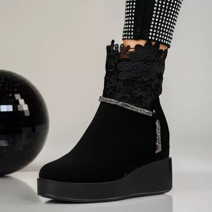Botine Dama îmblanite Carla Negre #12521