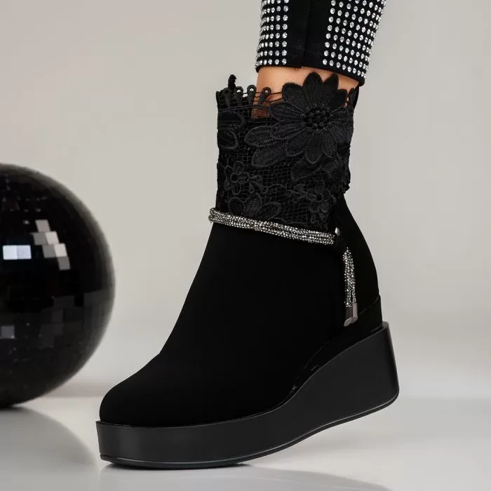 Botine Dama îmblanite Carla Negre #12521