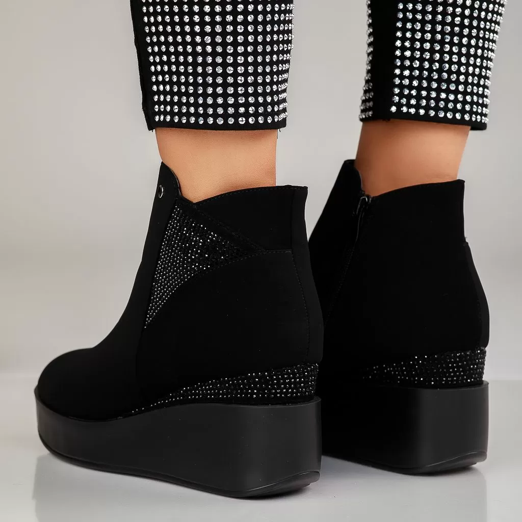 Botine Dama  îmblanite Selena Negre #12523