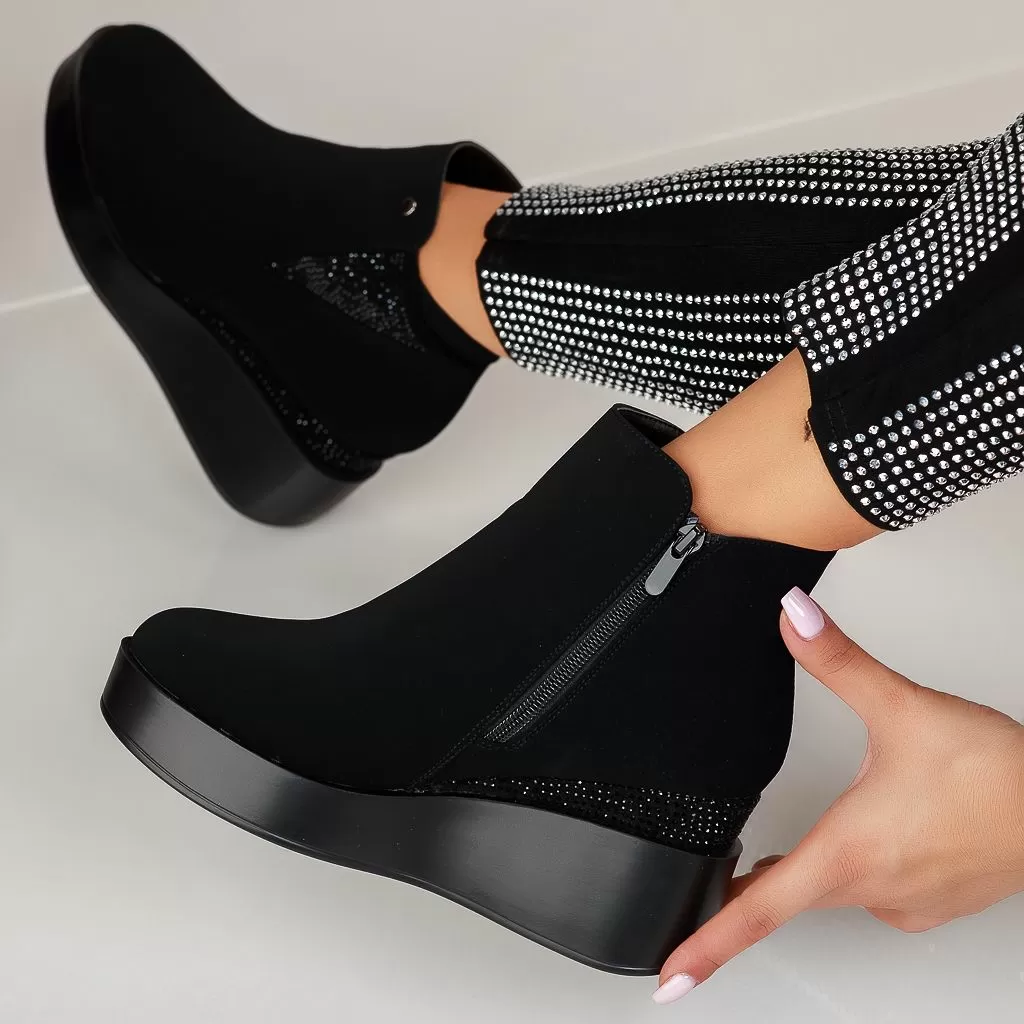 Botine Dama  îmblanite Selena Negre #12523