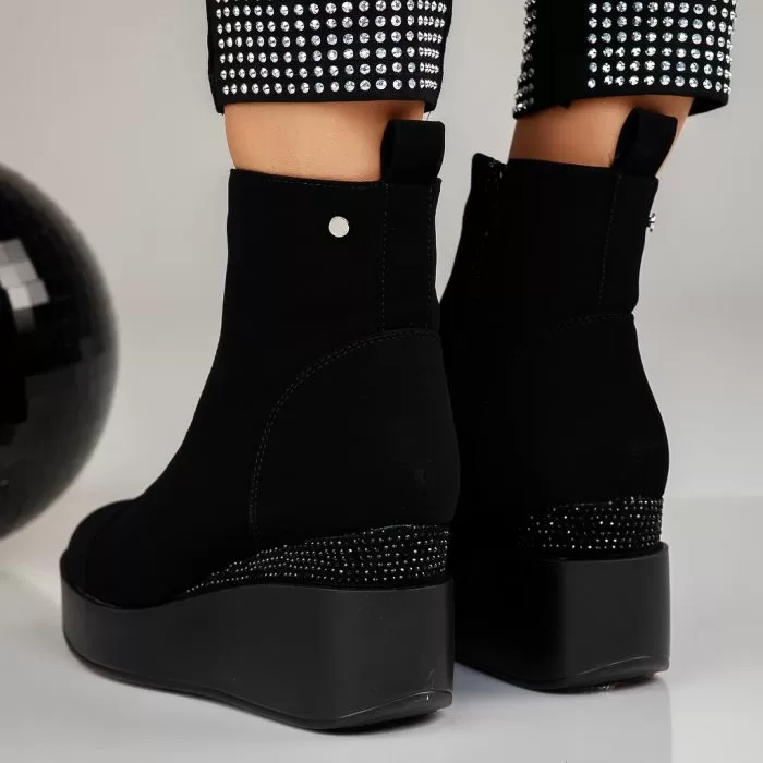 Botine Dama îmblanite Beatrice Negre #12525