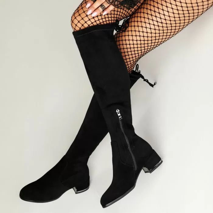 Cizme Lungi Dama  îmblanite Wrenley2 Negre #12655