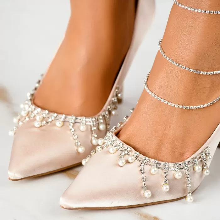 Pantofi Dama cu Toc Lora Bej #13286