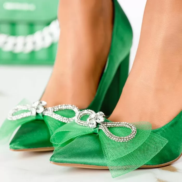 Pantofi Dama cu Toc Rosalia Verzi #13302